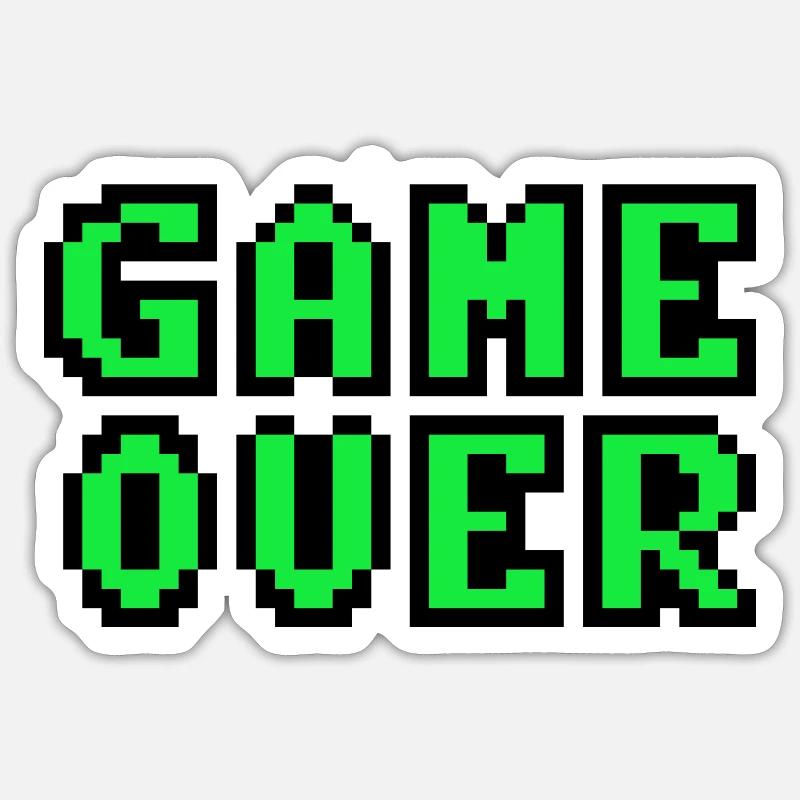 Game Over retrogaming vintage pixels - Sticker taille S (10 x 10 cm) - blanc mat
