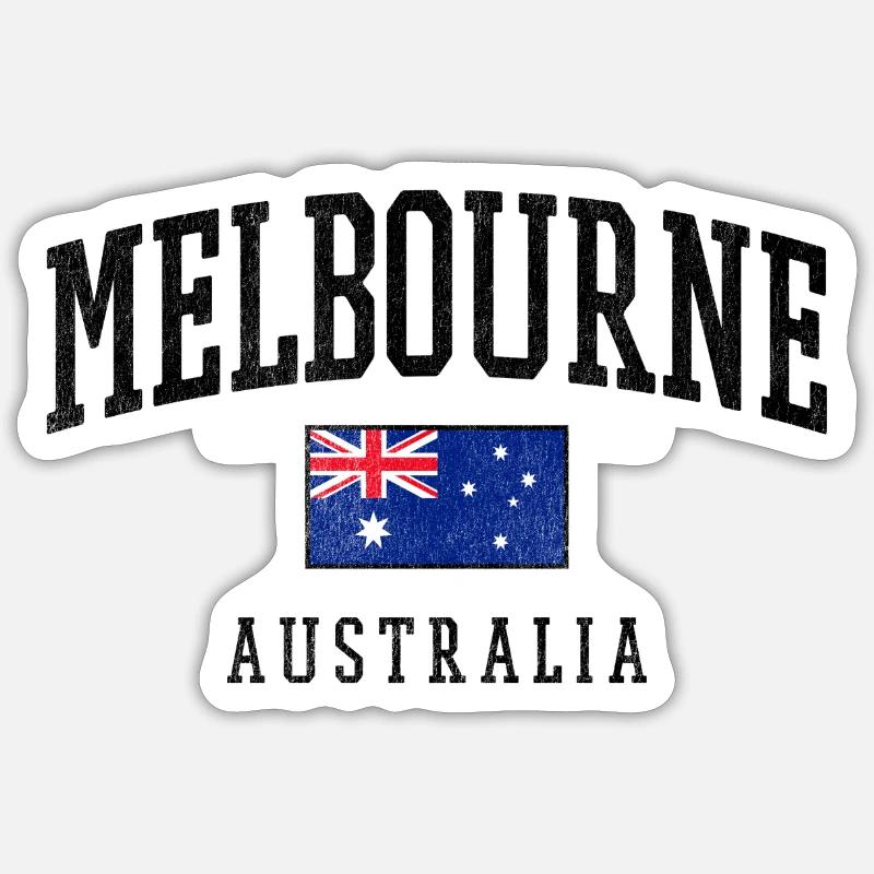 Melbourne, Australie, Conception du drapeau Sticker taille S (10 x 10 cm)