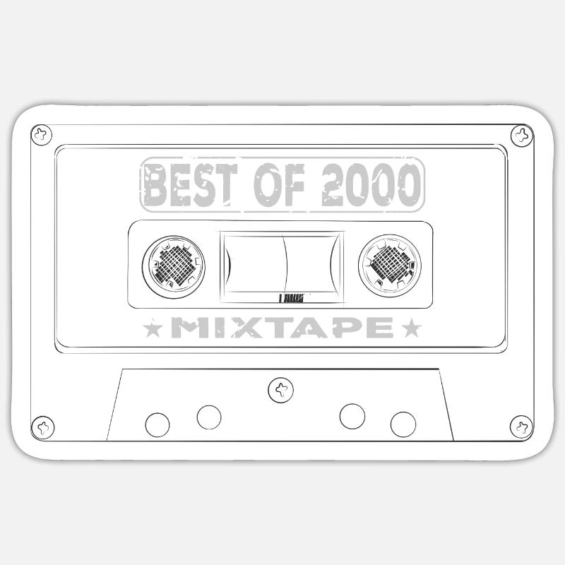 2000 Geburtstag Mixtape Kassette Retro - Sticker Größe S (10 x 10 cm) - Mattweiß