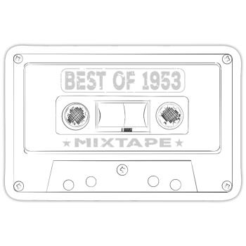 1953 Birthday Mixtape Cassette Retro - Sticker taille S (10 x 10 cm) - blanc mat - Devant