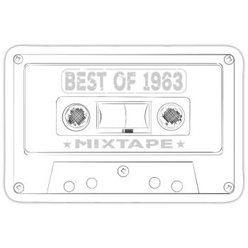 1963 Birthday Mixtape Cassette Retro - Sticker taille S (10 x 10 cm) - blanc mat - Devant