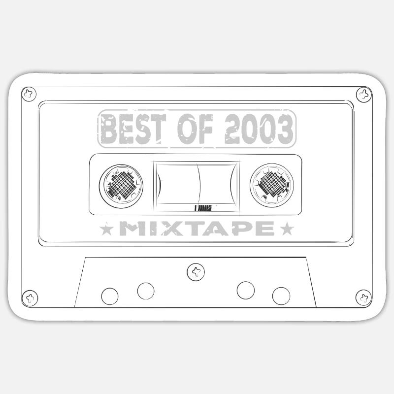 2003 Birthday Mixtape Cassette Retro Sticker size S (10 x 10 cm)