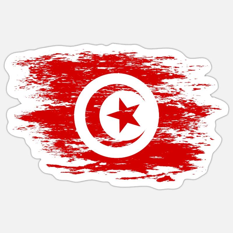 Drapeau tunisien utilisé Sticker taille S (10 x 10 cm)