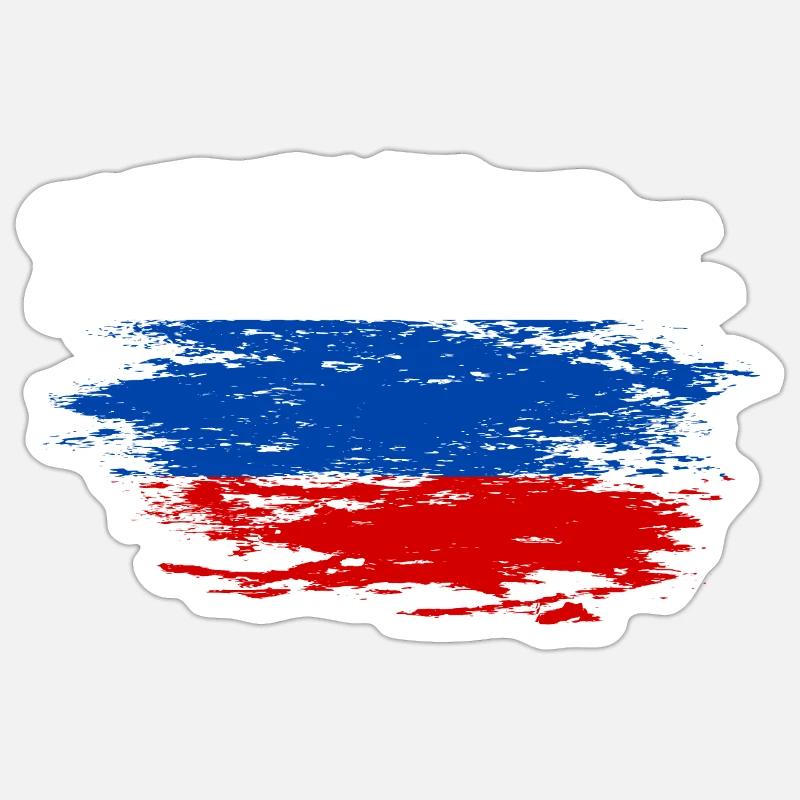 Drapeau de la Russie - Sticker taille S (10 x 10 cm) - blanc mat