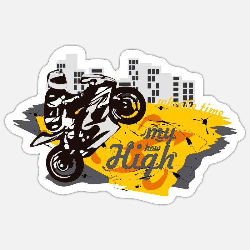 Stuntfahrt, Whellie-Zeit - Sticker Größe S (10 x 10 cm) - Mattweiß