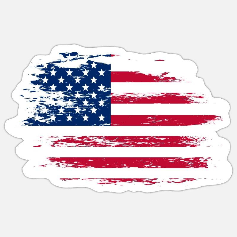 Drapeau des États-Unis utilisé - Sticker taille S (10 x 10 cm) - blanc mat