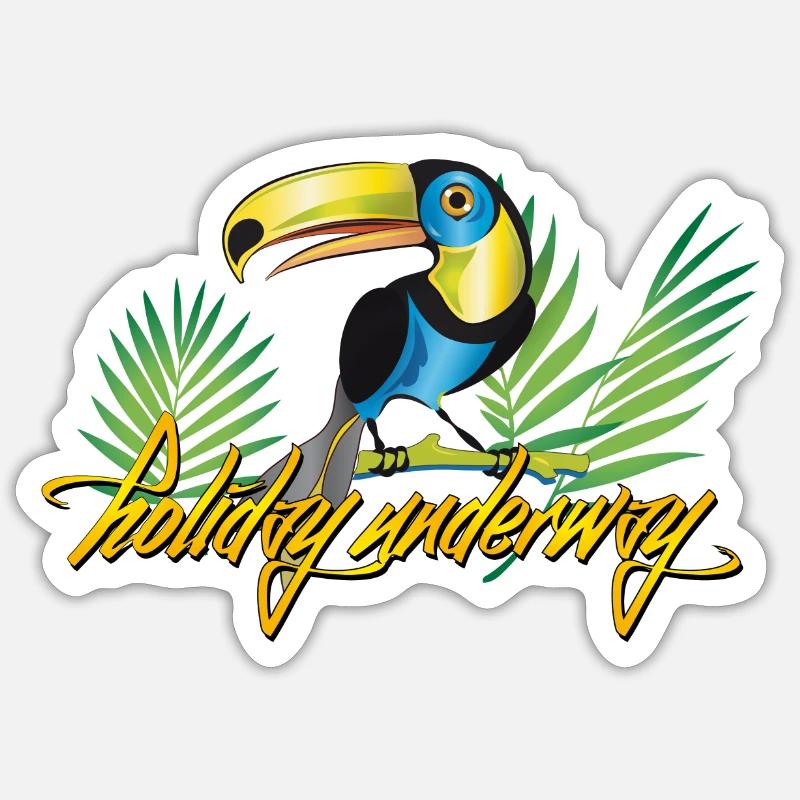 Vacances Tucan - Sticker taille S (10 x 10 cm) - blanc mat