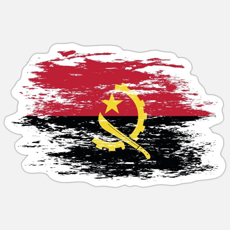 Drapeau angolais utilisé - Sticker taille S (10 x 10 cm) - blanc mat