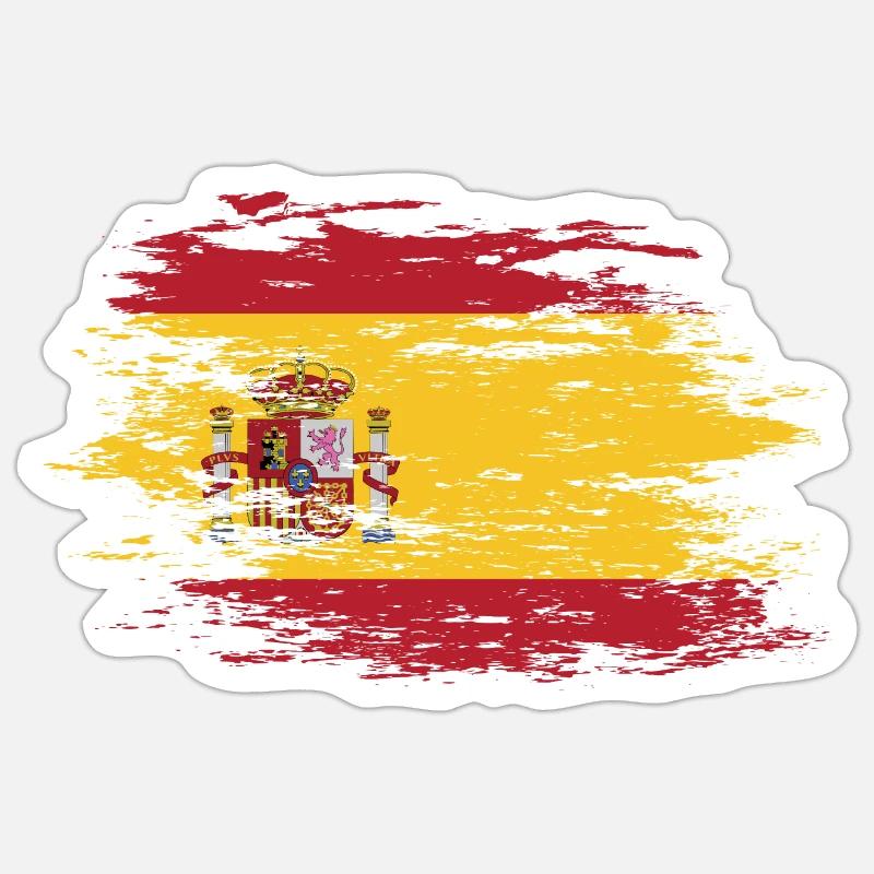 Drapeau de l’Espagne utilisé - Sticker taille S (10 x 10 cm) - blanc mat