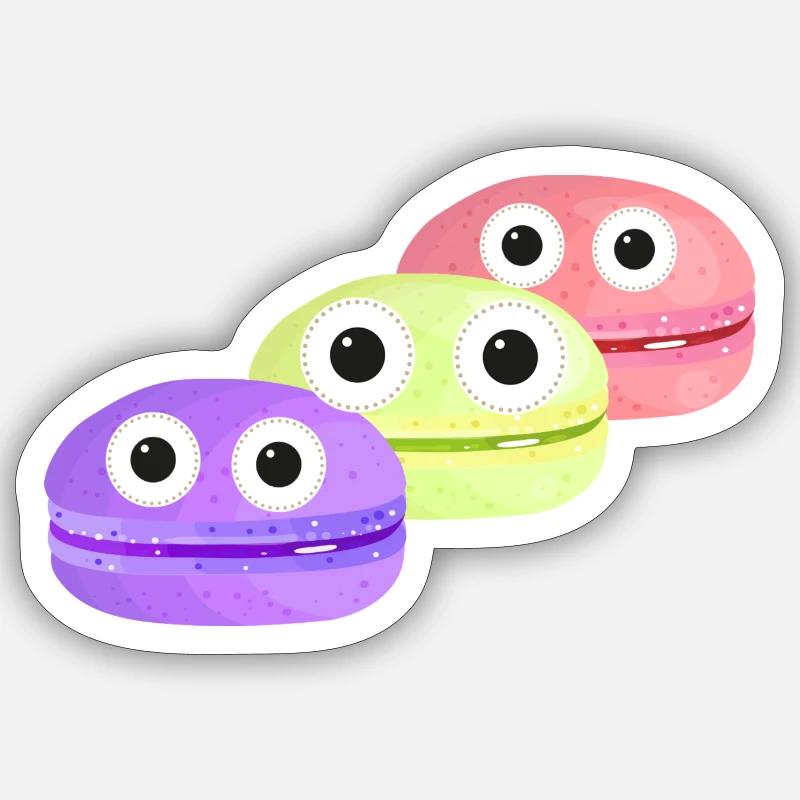 macarons,gebäck,kekse,comic Sticker Größe S (10 x 10 cm)