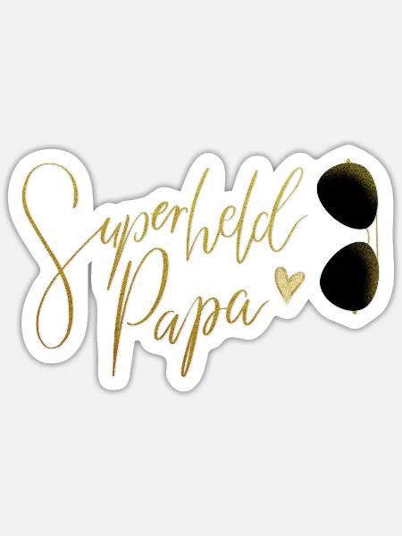 Superheld Papa - Sticker Größe S (10 x 10 cm) - Mattweiß