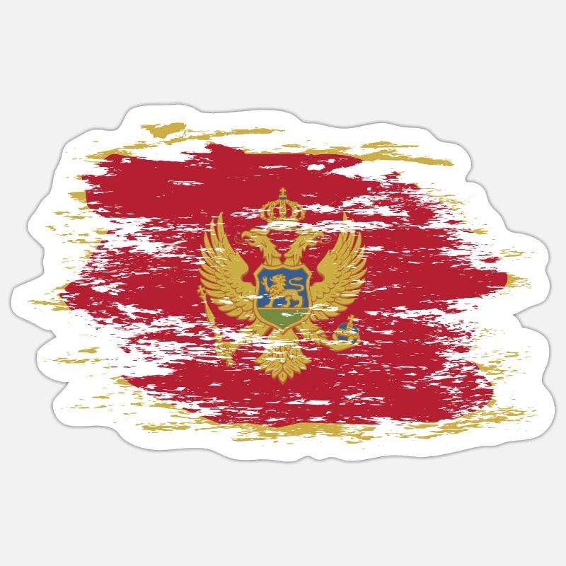 Drapeau du Monténégro utilisé - Sticker taille S (10 x 10 cm) - blanc mat