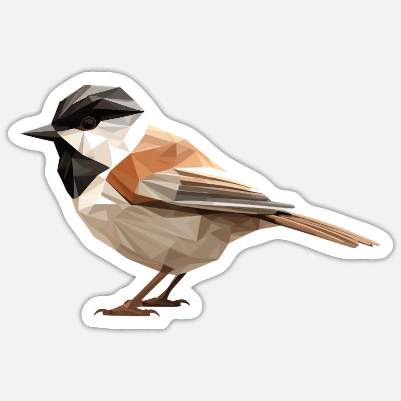 Meise Low poly - Sticker Größe S (10 x 10 cm) - Mattweiß