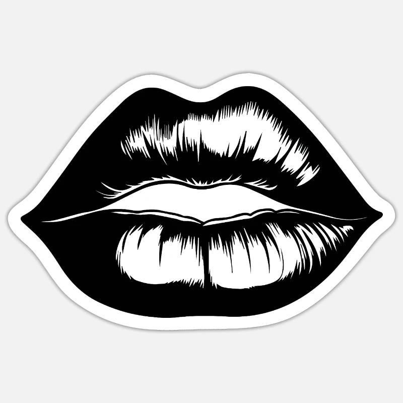 Lèvres, bouche, baisers lèvres - Sticker taille S (10 x 10 cm) - blanc mat