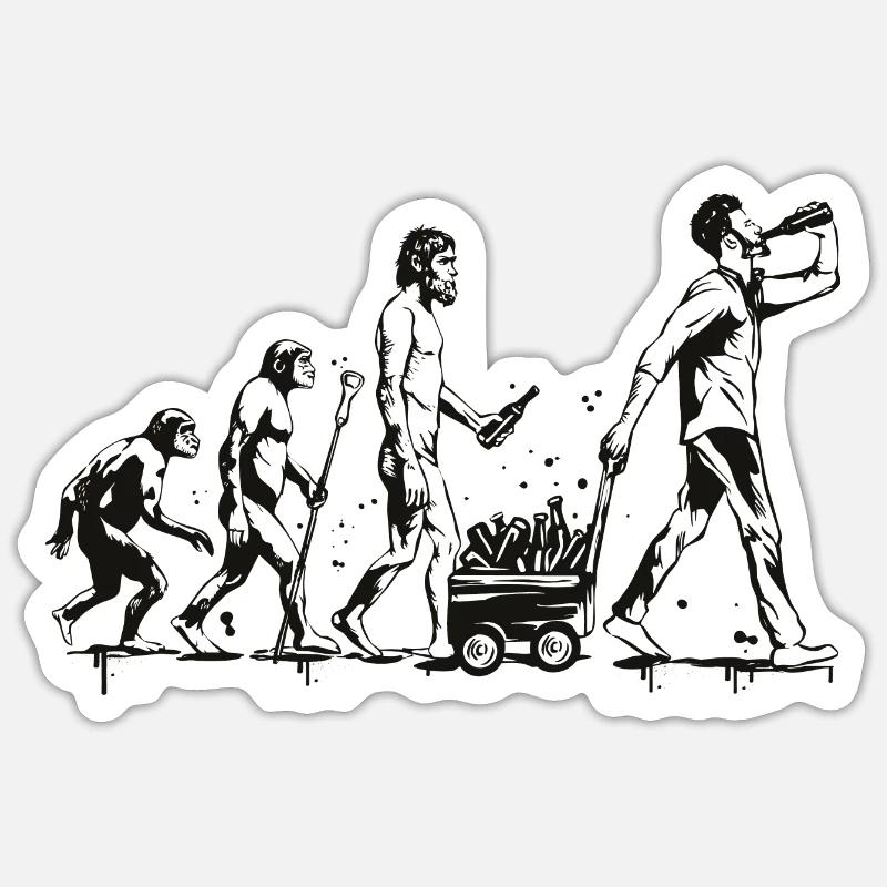 The evolution of beer - Sticker size S (10 x 10 cm) - white matte