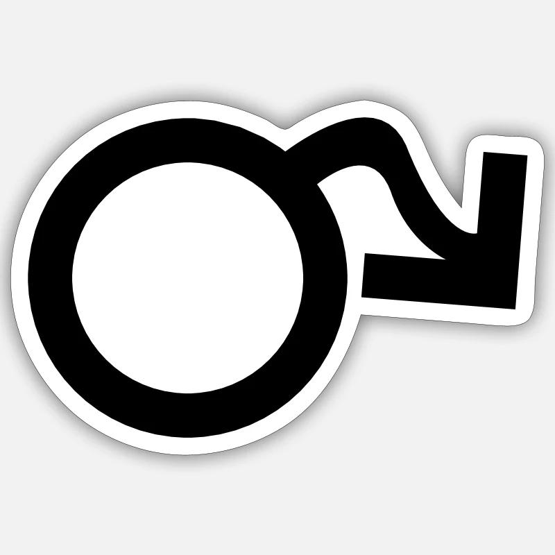 Symbole mâle pendu - Sticker taille S (10 x 10 cm) - blanc mat