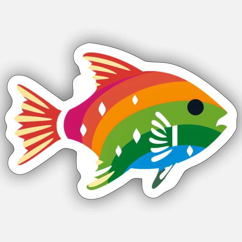 Poisson LGBTQIA+ - Sticker taille S (10 x 10 cm) - blanc mat