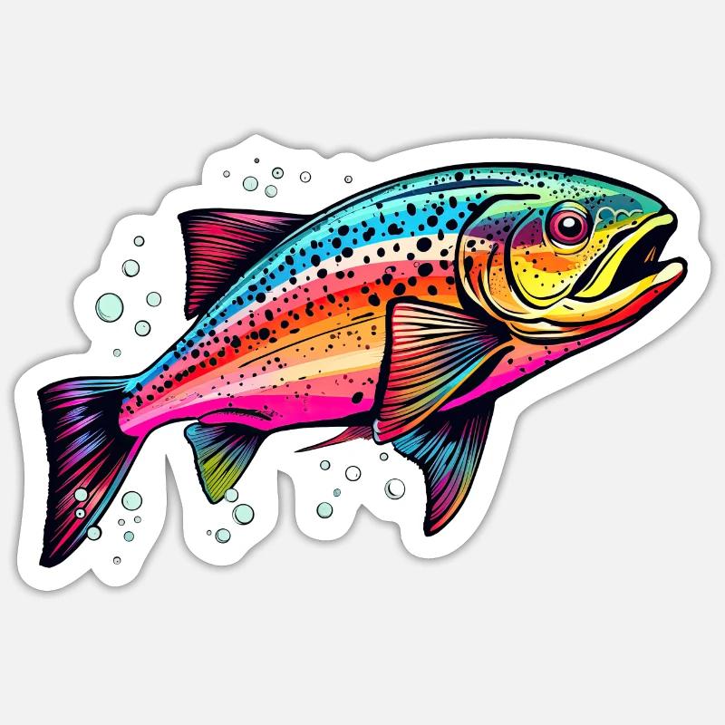 Rainbow Trout - Sticker Größe S (10 x 10 cm) - Mattweiß