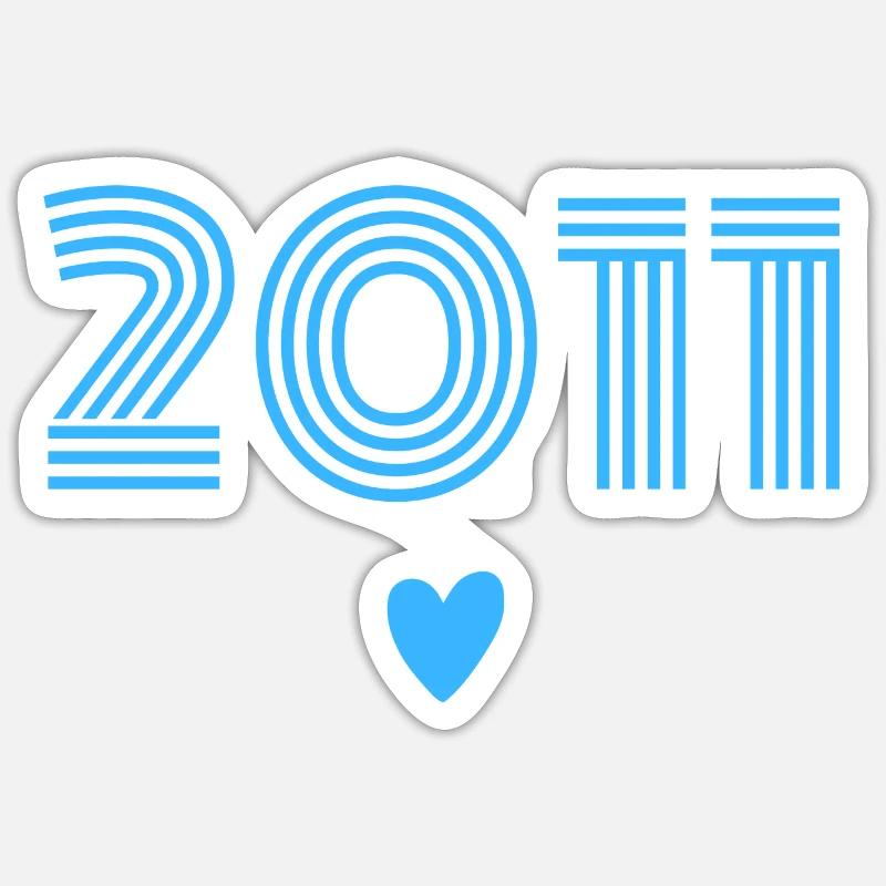 Born in 2011 boy - Sticker size S (10 x 10 cm) - white matte