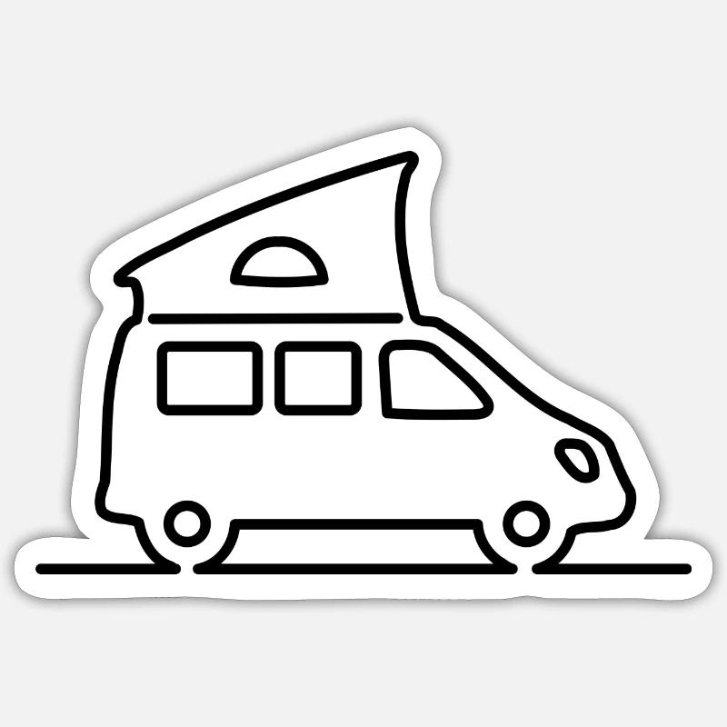 Campingbus / Van - Schlichte Kontur - Sticker Größe S (10 x 10 cm) - Mattweiß