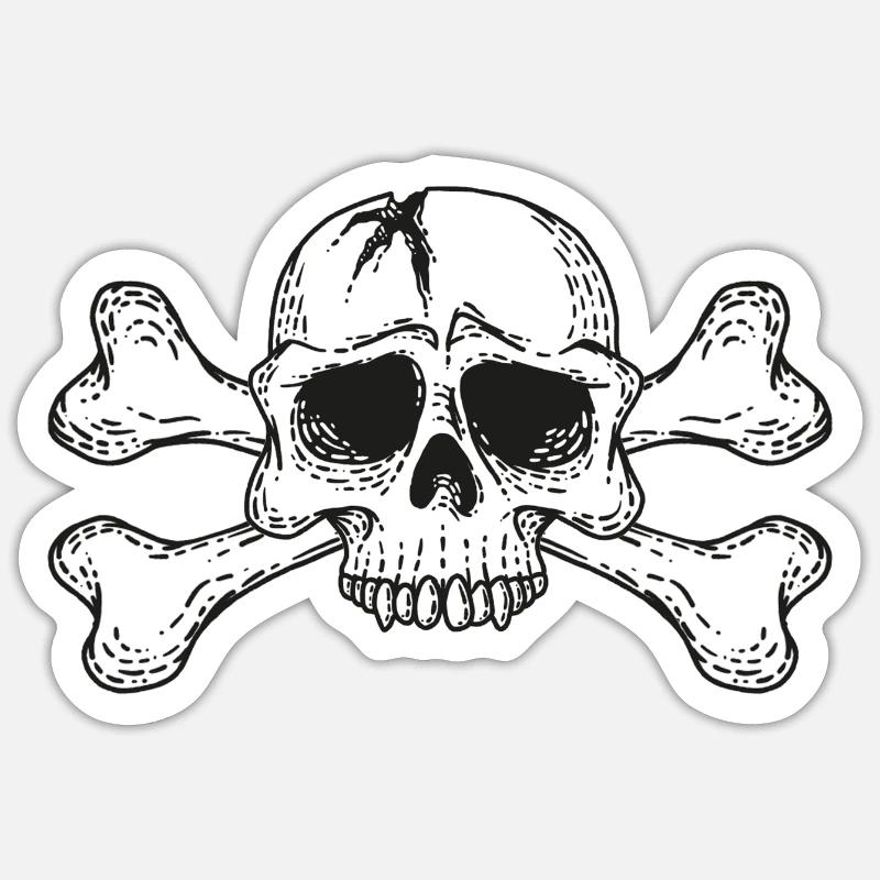 skull with bones Sticker size S (10 x 10 cm)
