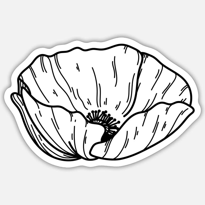 Mohn Blume - Sticker Größe S (10 x 10 cm) - Mattweiß