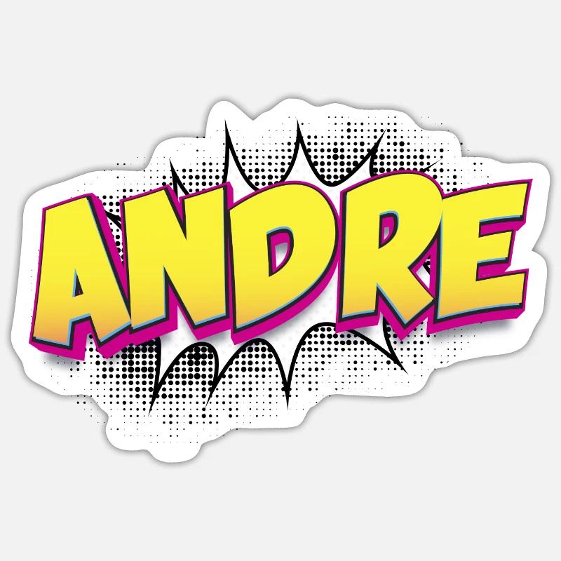 Andre Benutzerdefinierter Name Comic-Stil Pop-Art, Andre - Sticker Größe S (10 x 10 cm) - Mattweiß