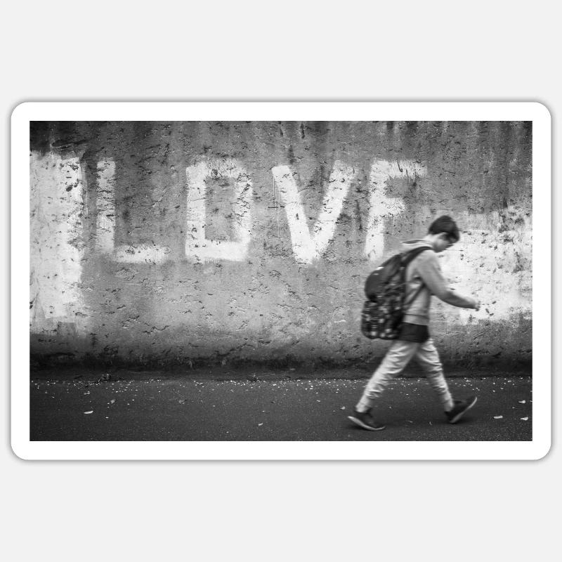 Schoolboy with backpack Sticker size S (10 x 10 cm)