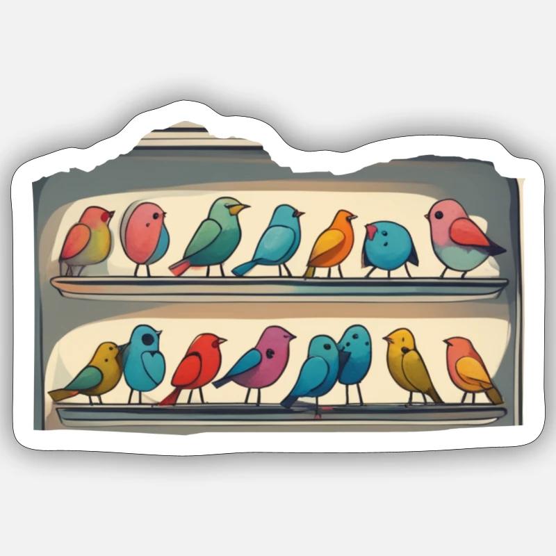 Some Birds in a fridge - Sticker Größe S (10 x 10 cm) - Mattweiß