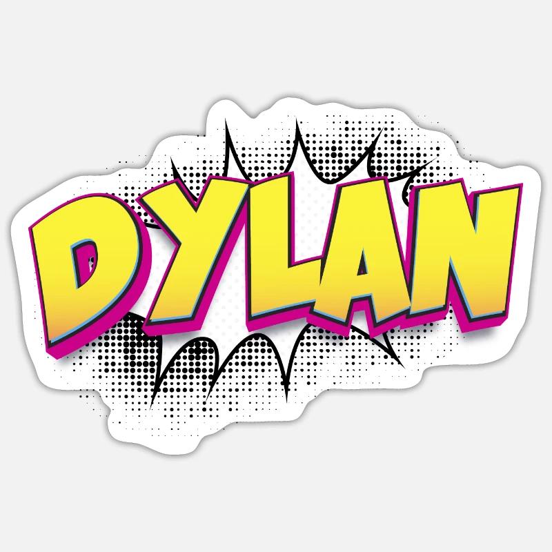Dylan Benutzerdefinierter Name Comic-Stil Pop-Art, Dylan Sticker Größe S (10 x 10 cm)