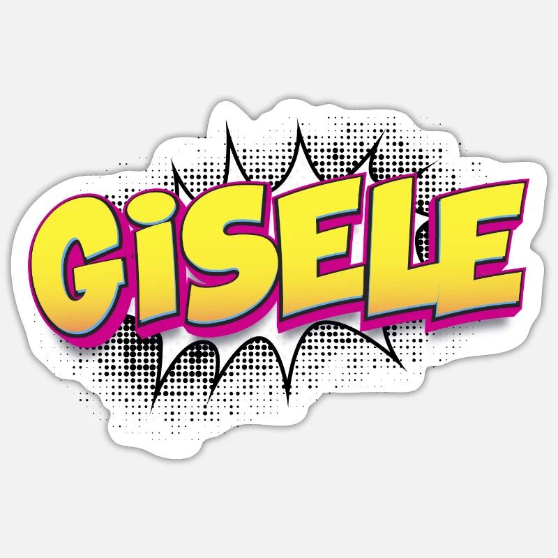 Gisele benutzerdefinierter Name Comic-Stil Pop-Art, - Sticker Größe S (10 x 10 cm) - Mattweiß