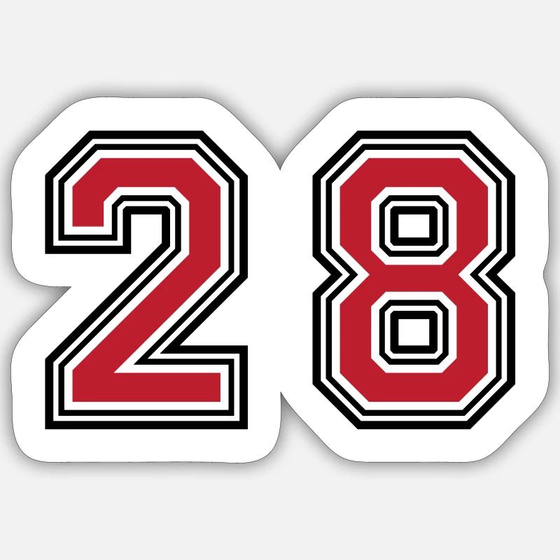 28 symbole numérique - Sticker taille S (10 x 10 cm) - blanc mat