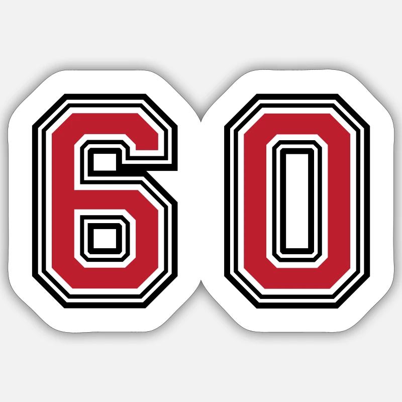 60 Number Symbol - Sticker size S (10 x 10 cm) - white matte