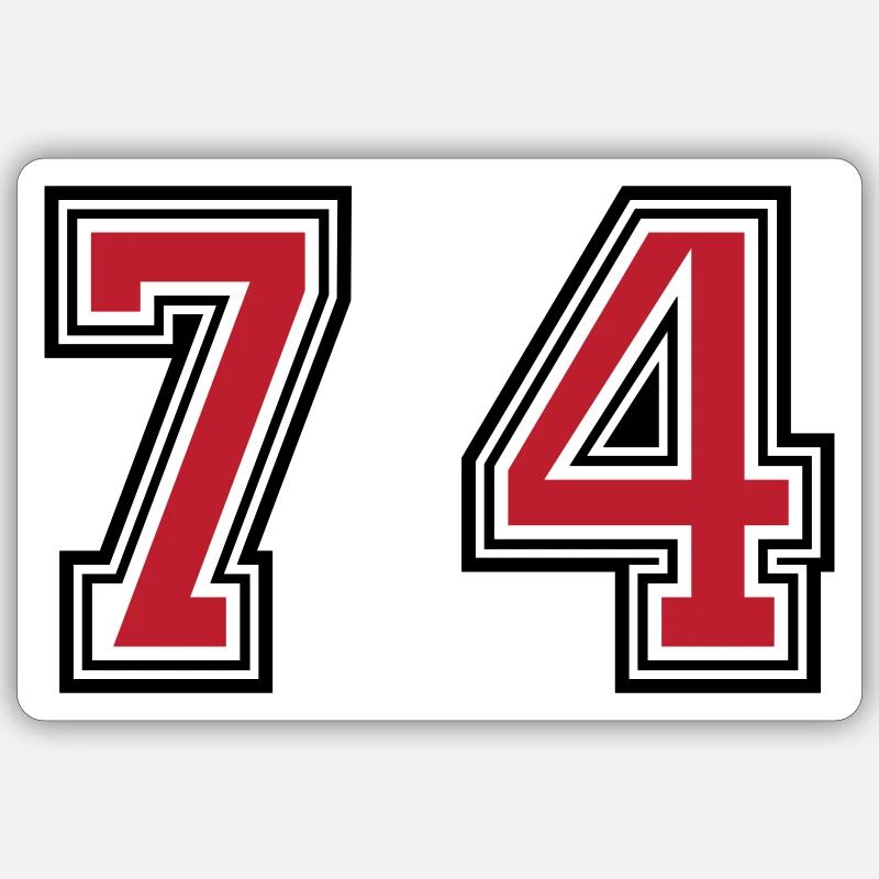 74 Number Symbol - Sticker size S (10 x 10 cm) - white matte