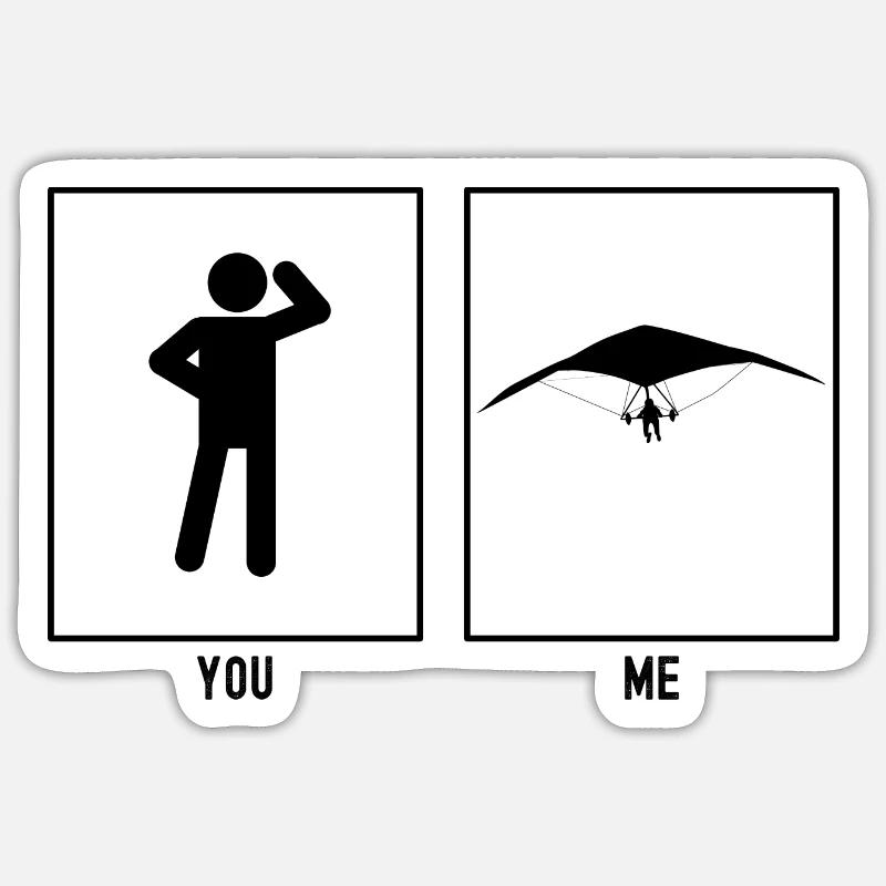 You - Me - Paragliding Approach - Sticker size S (10 x 10 cm) - white matte