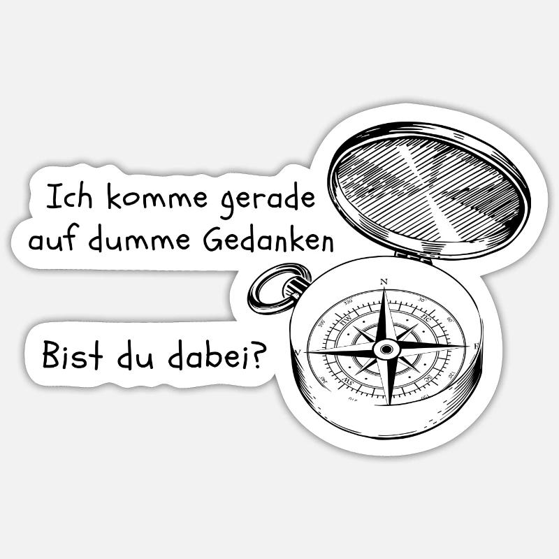 Kompass mit einem witzigen Text Sticker Größe S (10 x 10 cm)