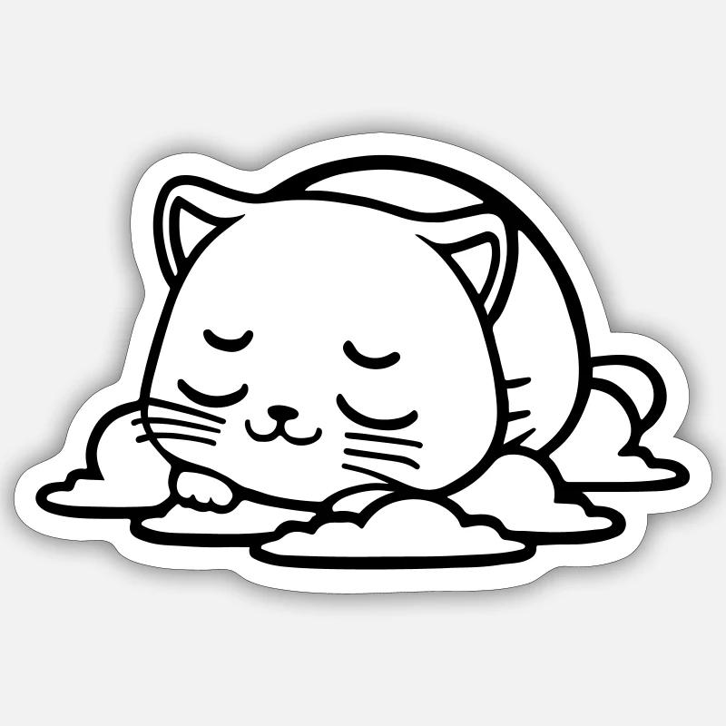 petit chat qui dort Sticker taille S (10 x 10 cm)