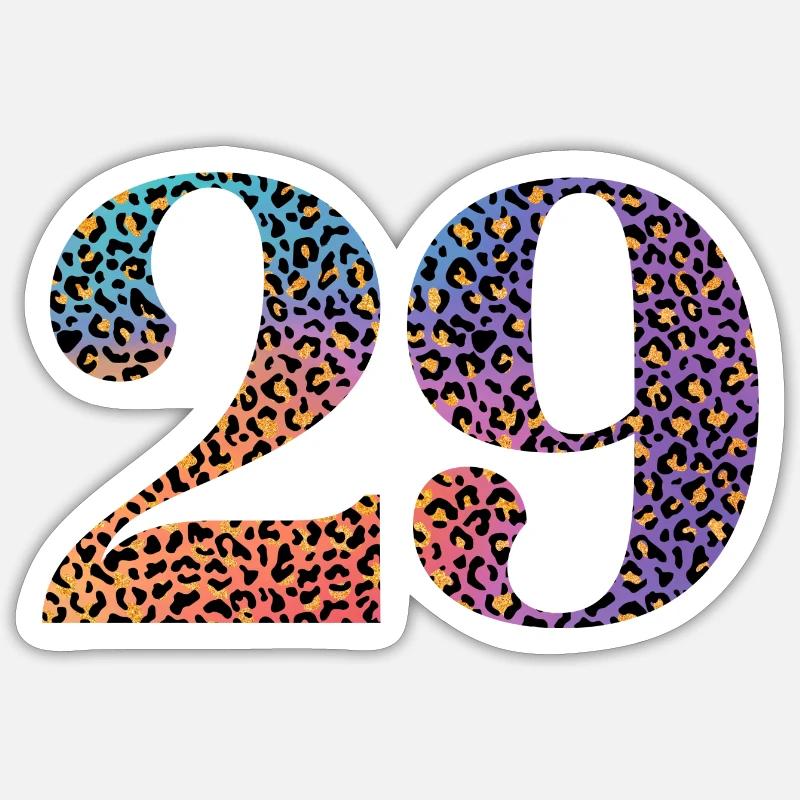 29e anniversaire léopard - Sticker taille S (10 x 10 cm) - blanc mat