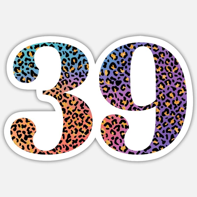 39th Birthday Leopard - Sticker size S (10 x 10 cm) - white matte