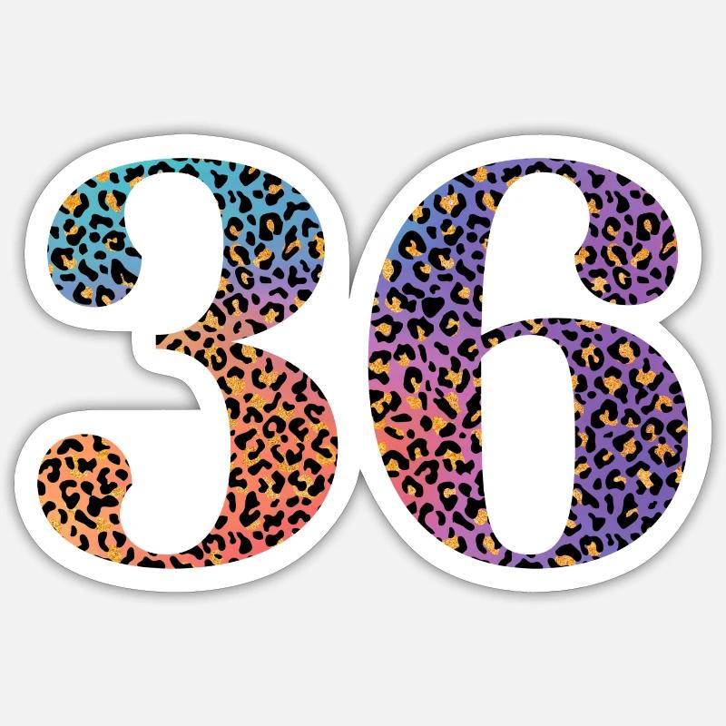 36e anniversaire léopard - Sticker taille S (10 x 10 cm) - blanc mat