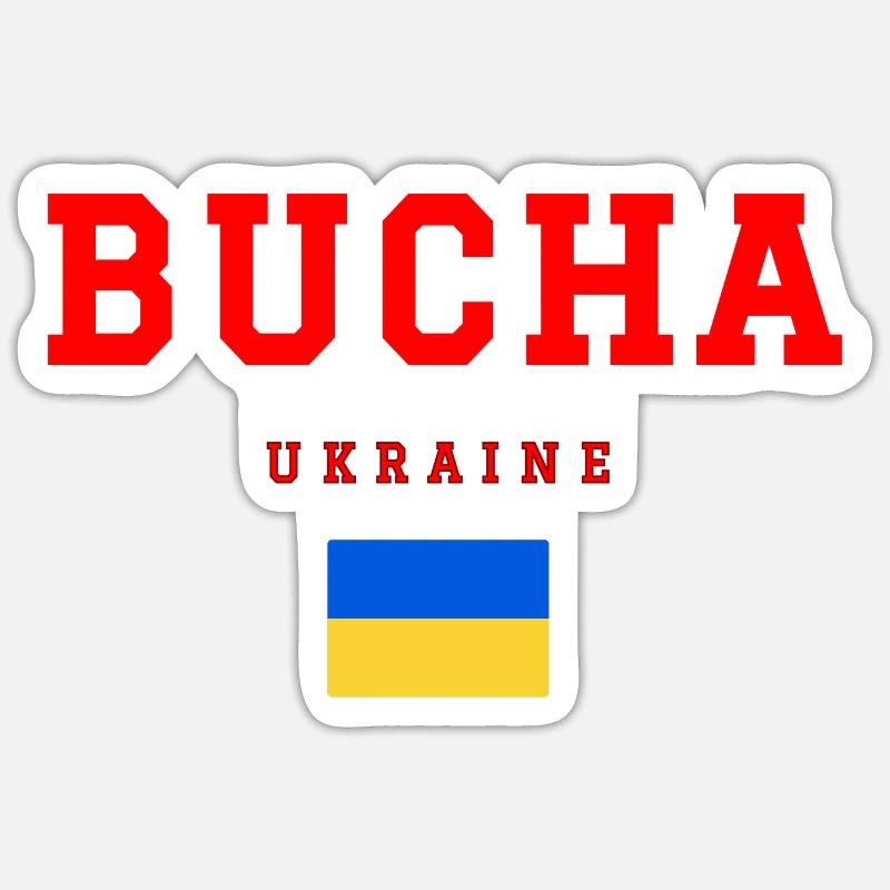 Bucha, Ukraine - Sticker taille S (10 x 10 cm) - blanc mat