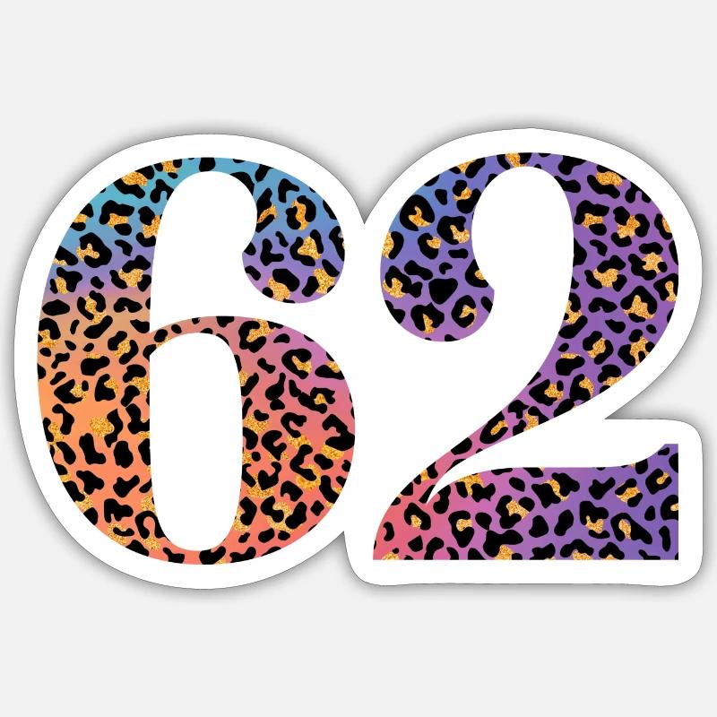 62. Geburtstag Leopard Sticker Größe S (10 x 10 cm)