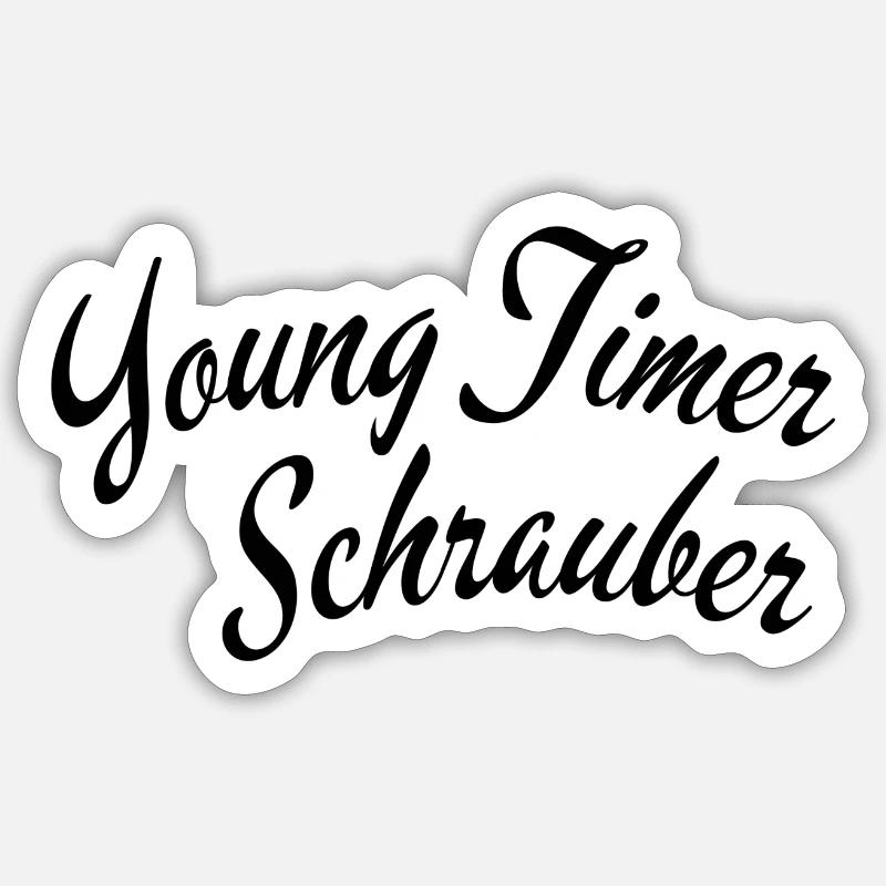 Young timer Schrauber - Sticker Größe S (10 x 10 cm) - Mattweiß