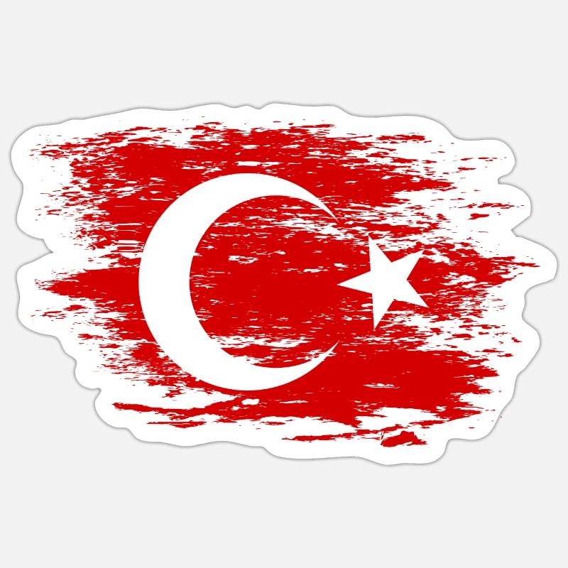 Drapeau de la Turquie utilisé - Sticker taille S (10 x 10 cm) - blanc mat