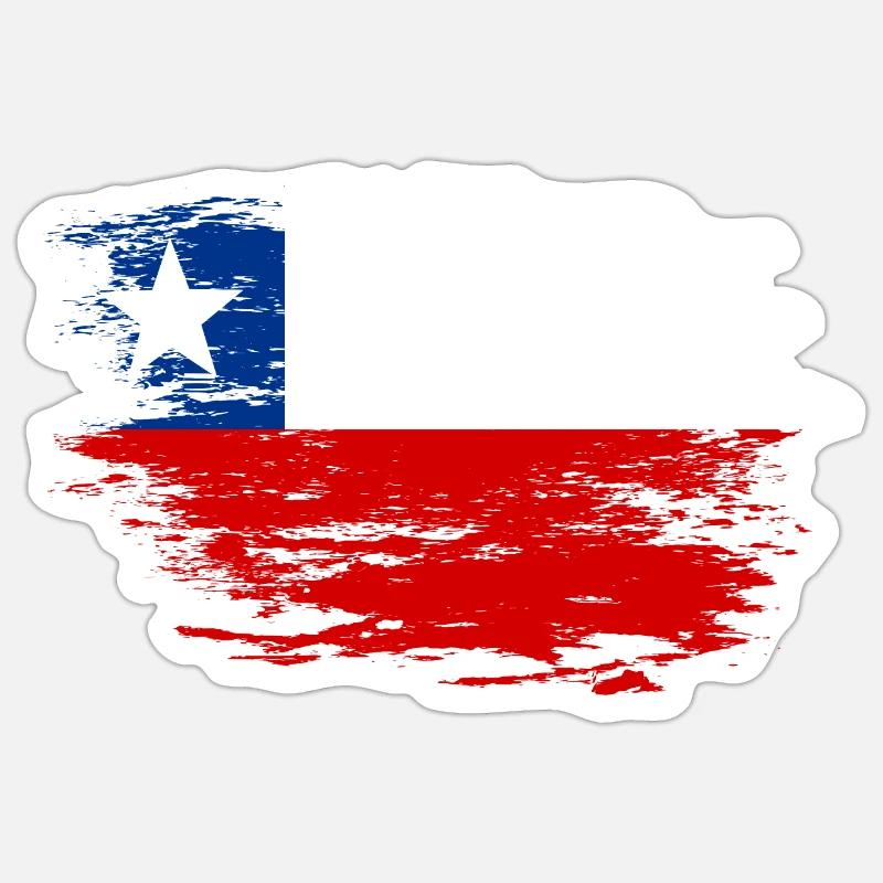 Drapeau chilien utilisé - Sticker taille S (10 x 10 cm) - blanc mat