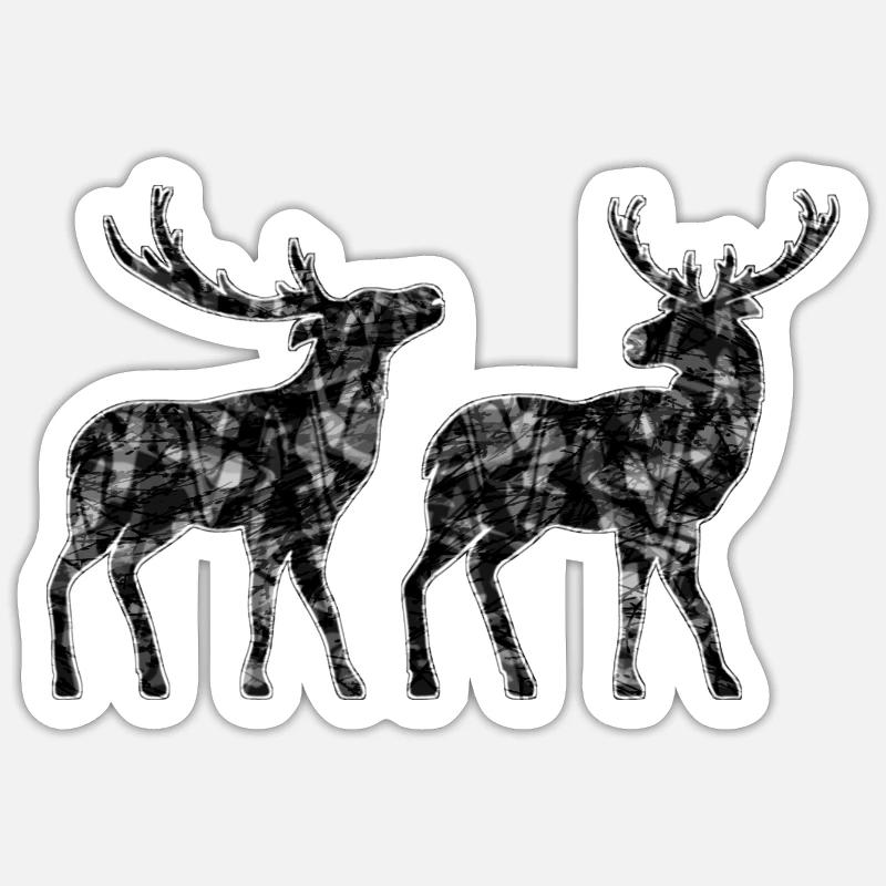 Cerf - Sticker taille S (10 x 10 cm) - blanc mat