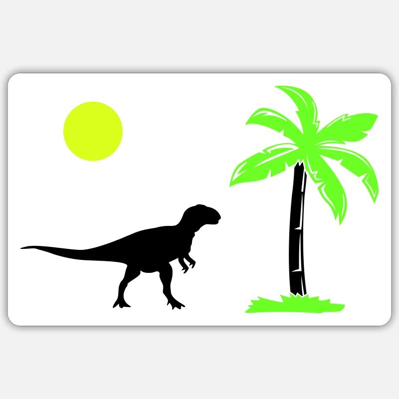 dinosaurier palme - Sticker Größe S (10 x 10 cm) - Mattweiß