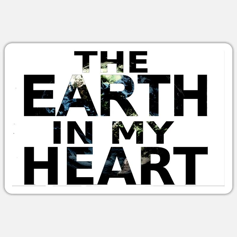 La terre dans mon coeur / teeshirt - Sticker taille S (10 x 10 cm) - blanc mat