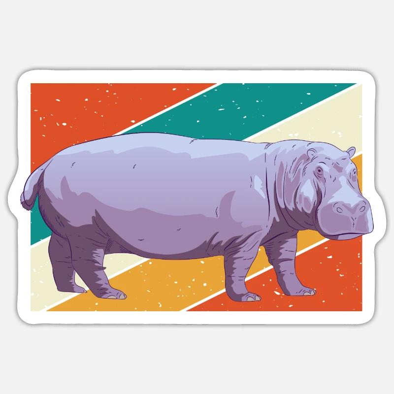 Flusspferd Nilpferd - Sticker Größe S (10 x 10 cm) - Mattweiß