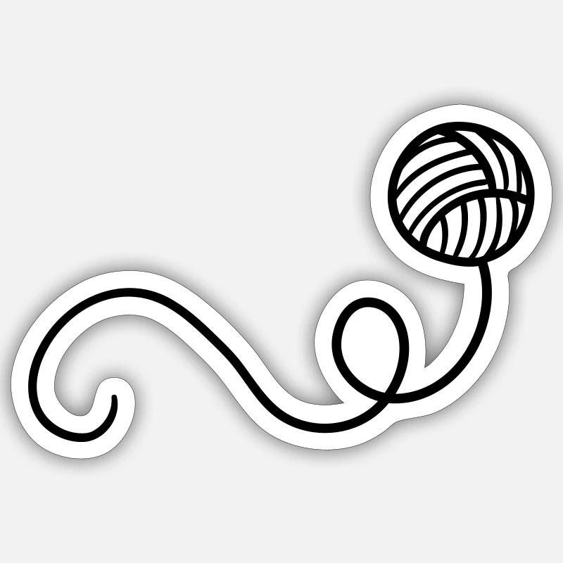 Cartoon Wool Ball - Sticker size S (10 x 10 cm) - white matte